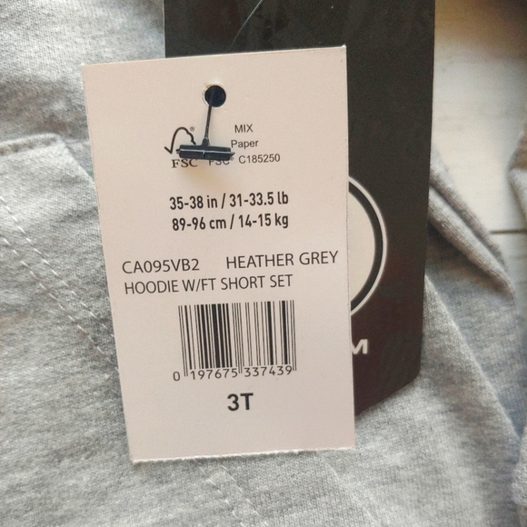 VOLCOM NEW French Terry Hoodie & Shorts Heather Gray - Picture 9 of 14